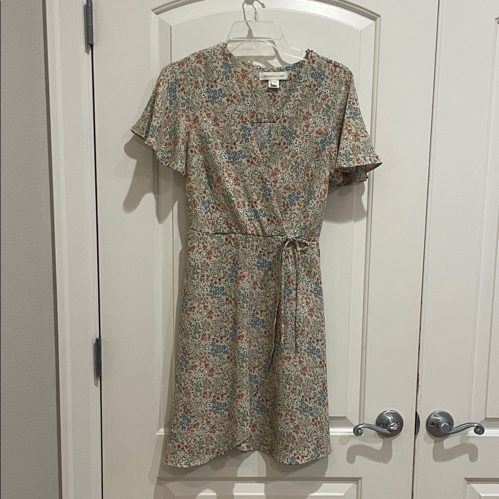 Monteau Multicolor Floral Faux Wrap Mini Dress
